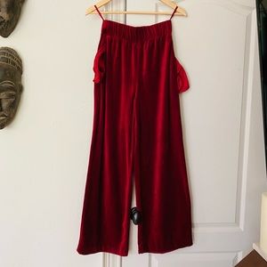 Jeselle wide leg velvet pants with pockets